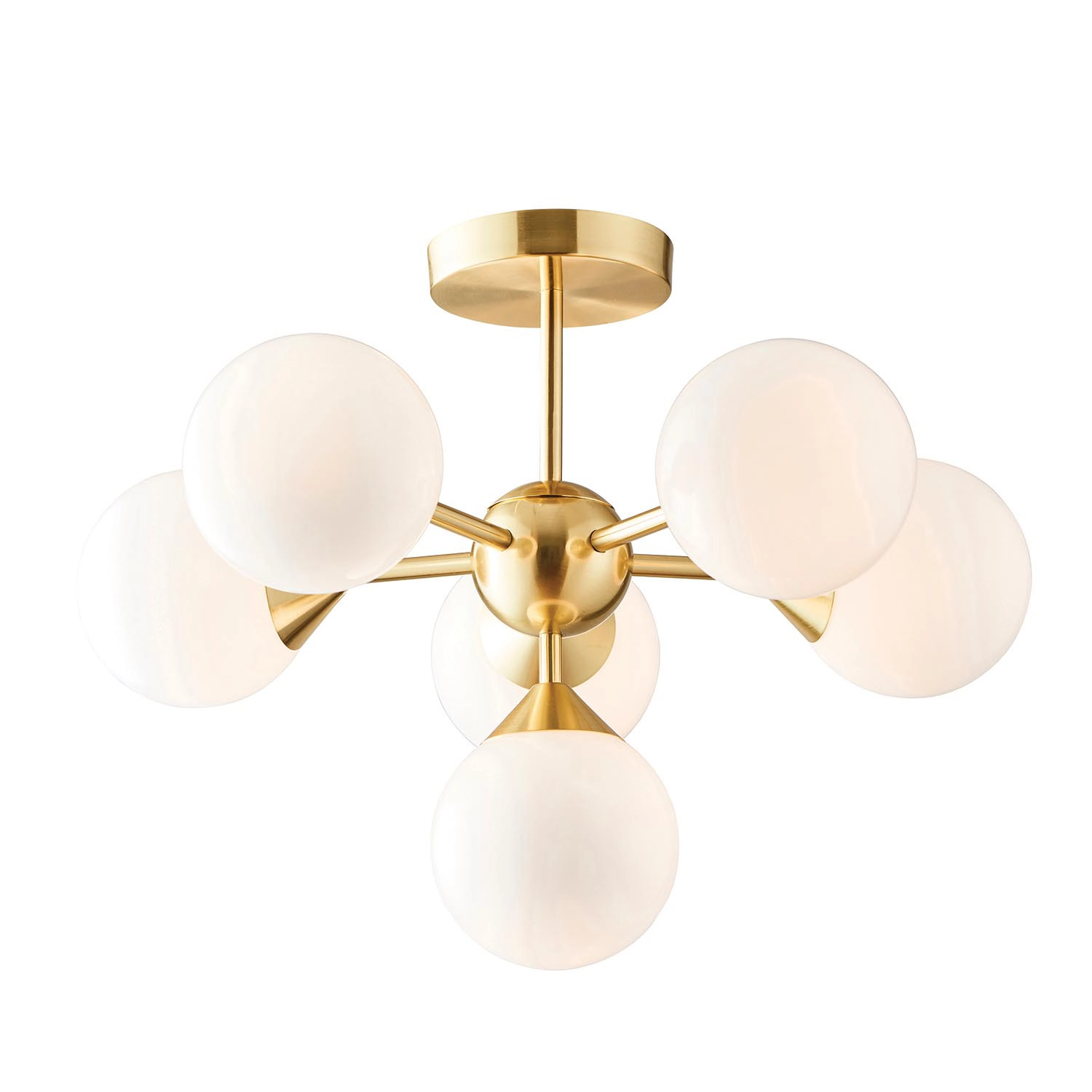 Melody Jane Dollhouse Brass Ceiling Light – LED Battery-Powered With White Globe Shades – 1:12 Scale - View #7