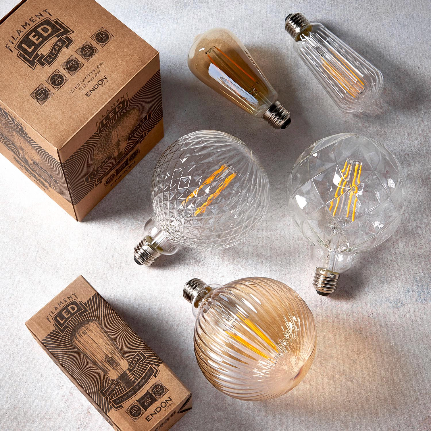 4W LED E27 ribbed amber glass anti glare globe bulb with 400LM