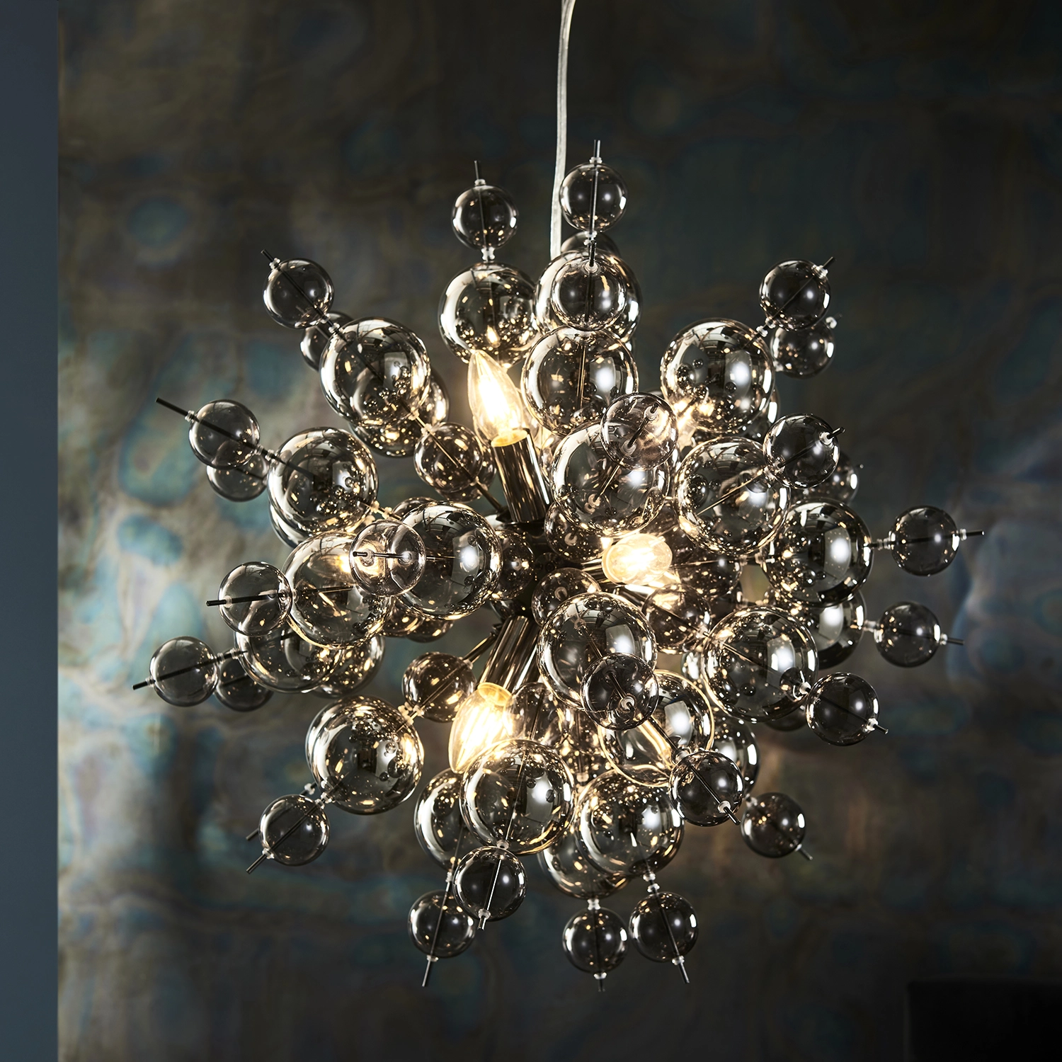 VOLTIS 9-Light Pendant - Black Chrome & Smoked Glass | National ...
