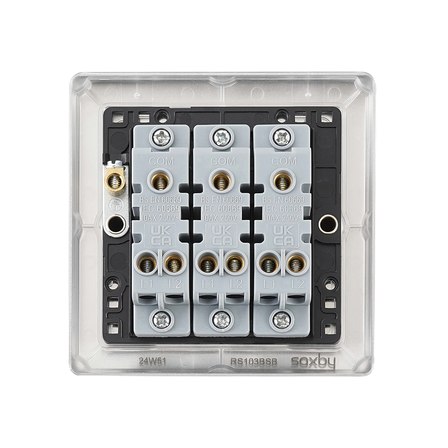 Raised Screwed 10AX 3G 2-Way Switch - Brushed Steel, Black | National ...