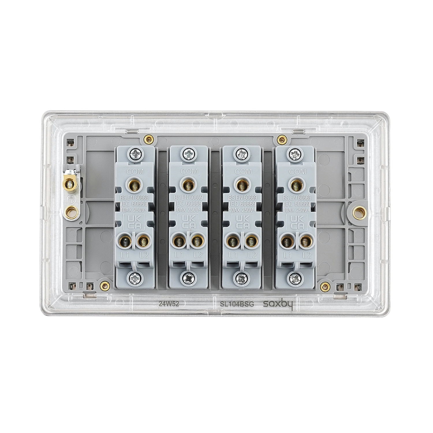 Screwless 10AX 4G 2-Way Switch - Brushed Steel, Grey Insert | National ...