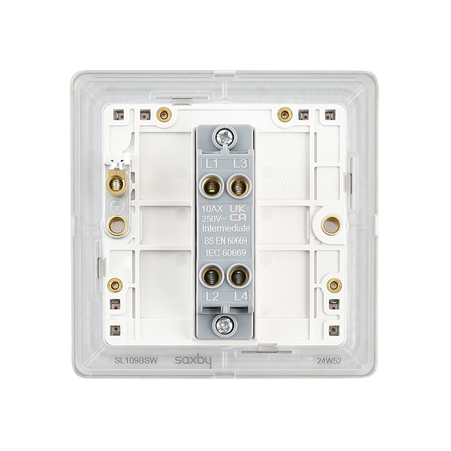Screwless 10AX 1G Intermediate Switch - Brushed Steel, White | National ...