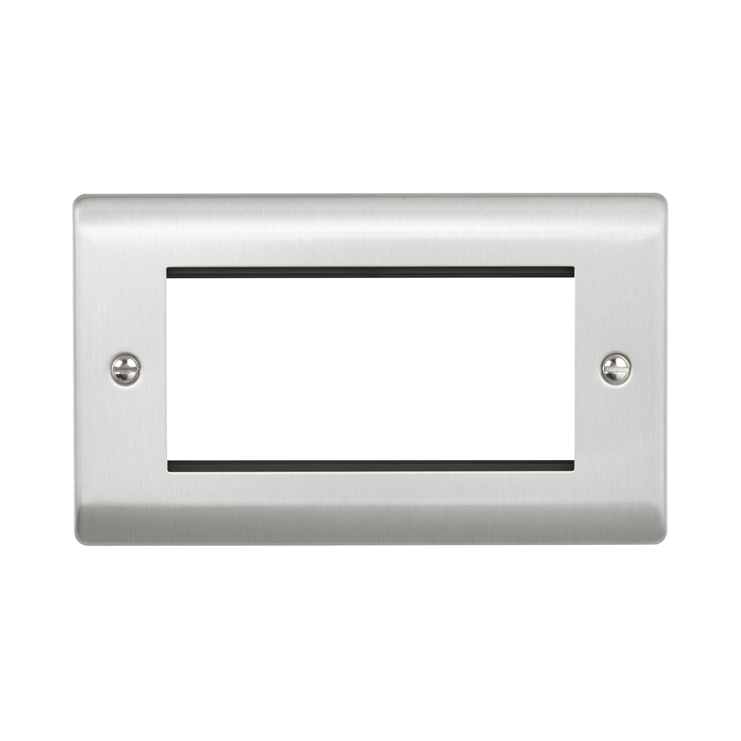 Raised Screwed 4G Modular Faceplate - Brushed Steel | National Lighting ...