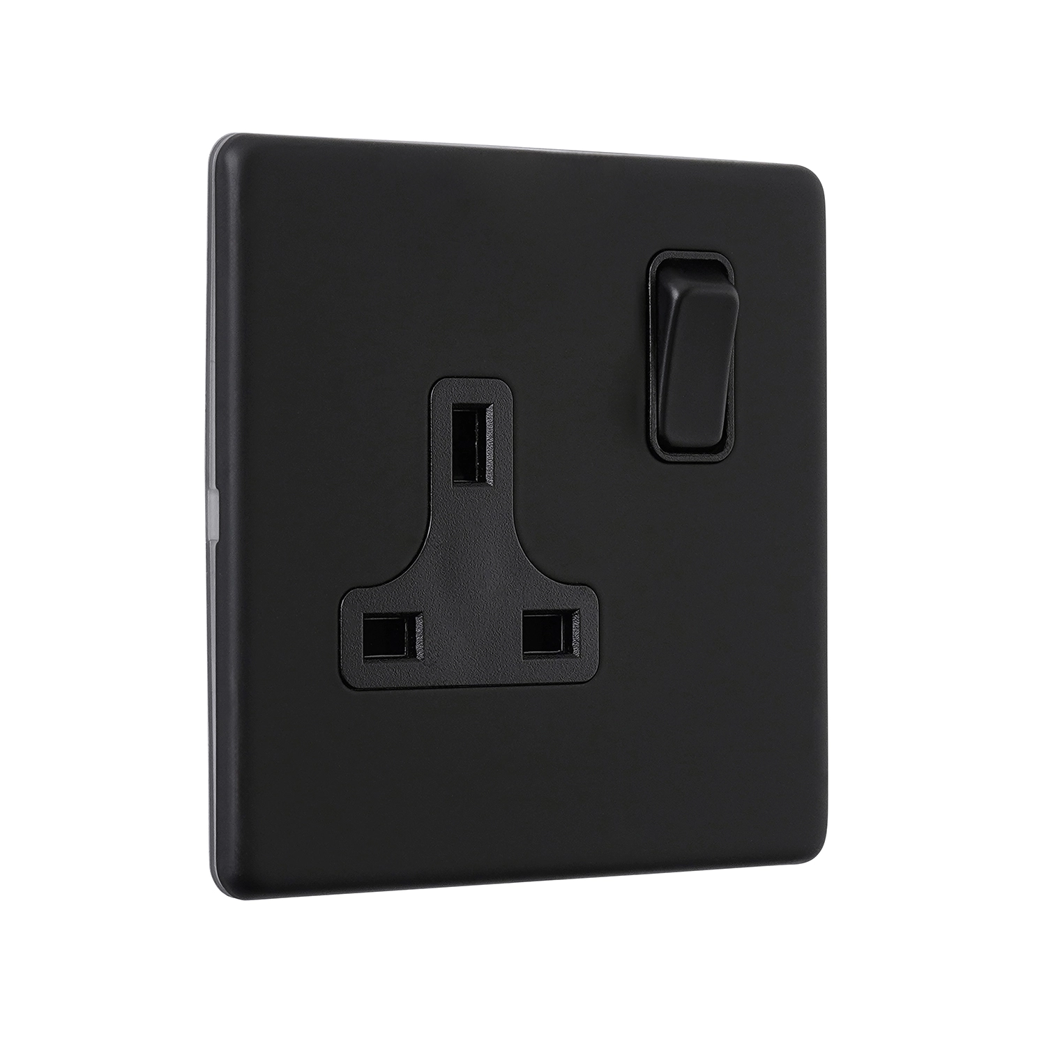 13A Switched Socket - Matt Black, Black Insert | National Lighting ...