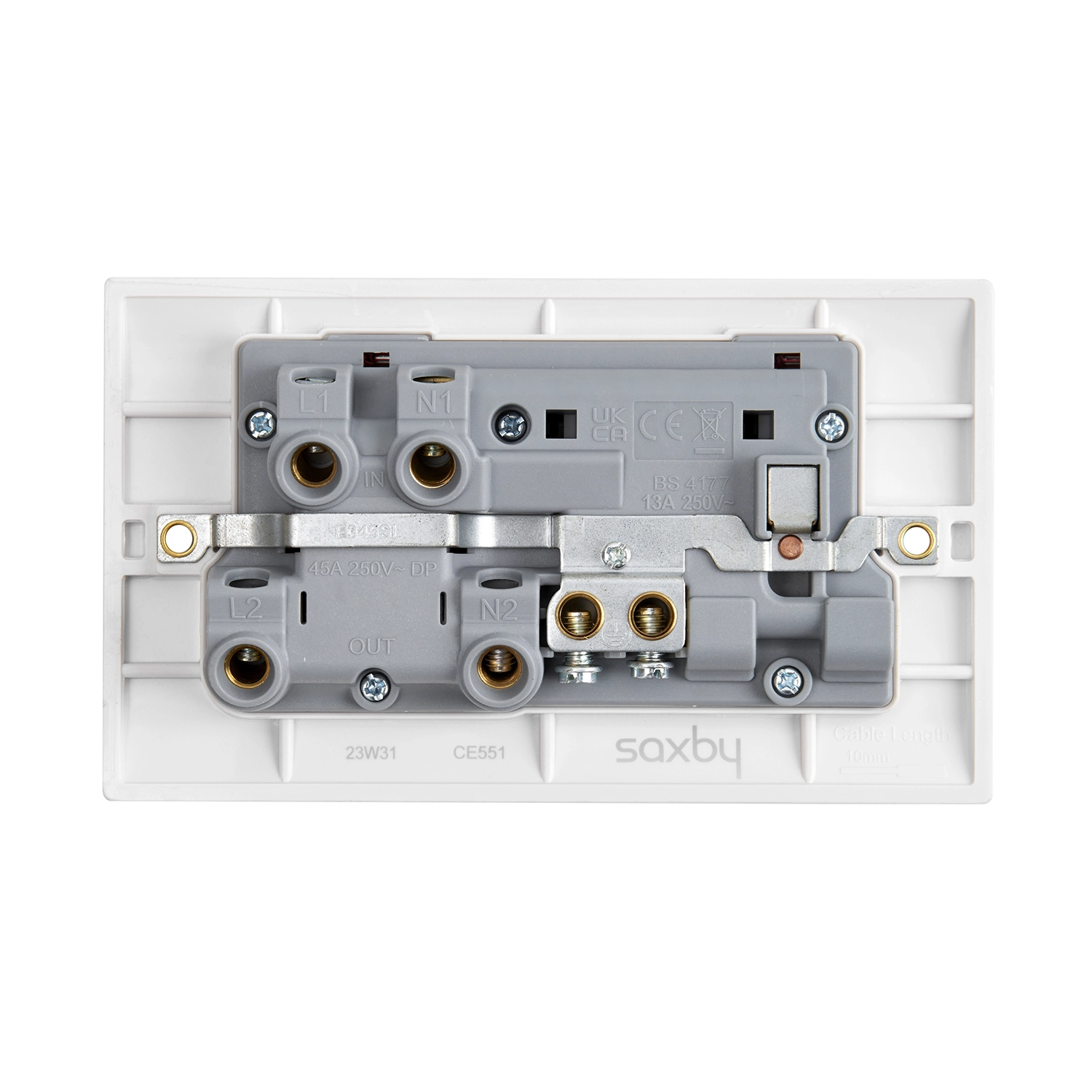 Curved Edge 45A 2G DP Cooker Switch with 13A Socket with Neon ...